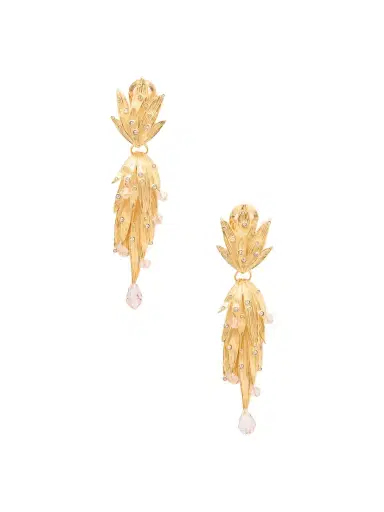 Oscar de la Renta Palm Leaf Crystal-embellished Gold-tone Clip Earrings | Thumbnail 1