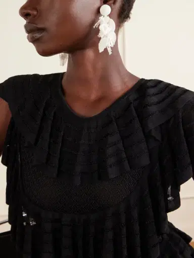 Oscar de la Renta Bouquet Bead-embellished Raffia-like Clip Earrings | Thumbnail 2