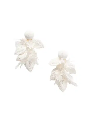Oscar de la Renta Bouquet Bead-embellished Raffia-like Clip Earrings | Thumbnail 1