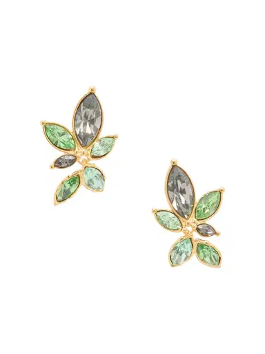 Oscar de la Renta Navette Crystal-embellished Gold-tone Clip Earrings | Thumbnail 1 Oscar de la Renta Navette Crystal-embellished Gold-tone Clip Earrings | Thumbnail 1