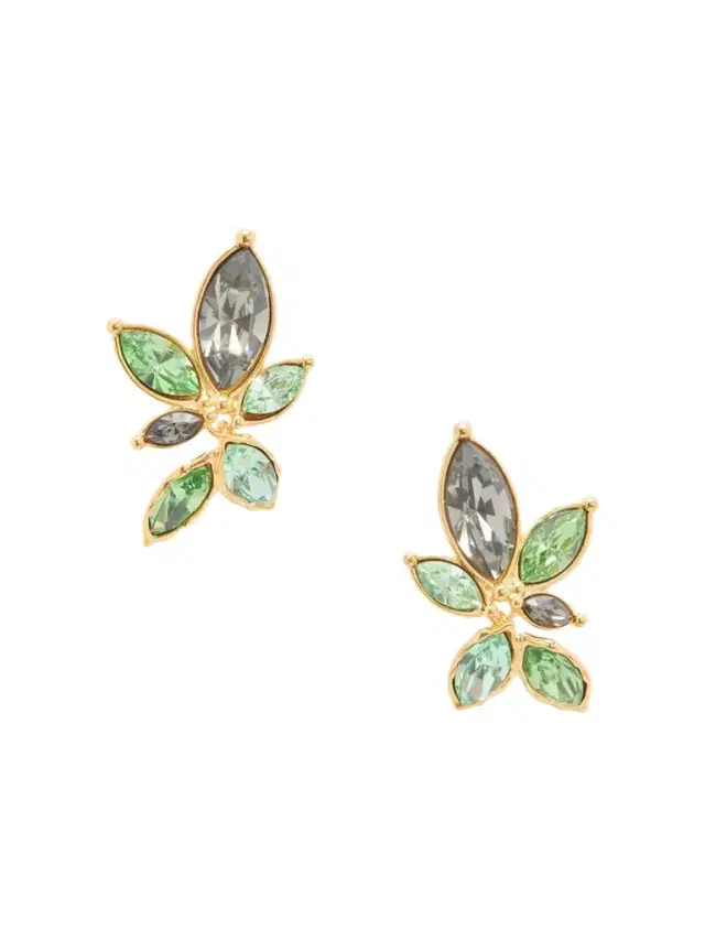 Oscar de la Renta Navette Crystal-embellished Gold-tone Clip Earrings