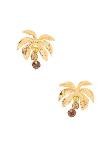 Oscar de la Renta Palm Tree Crystal-embellished Gold-tone Clip Earrings | Thumbnail 1