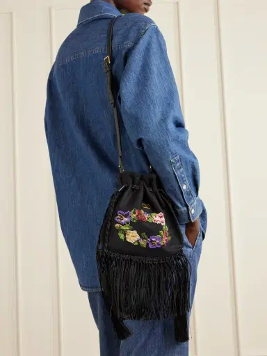 Valentino Garavani Nellcote Alice Sequin-embellished Brass Logo Drawstring Bag | Thumbnail 2 Valentino Garavani Nellcote Alice Sequin-embellished Brass Logo Drawstring Bag | Thumbnail 2
