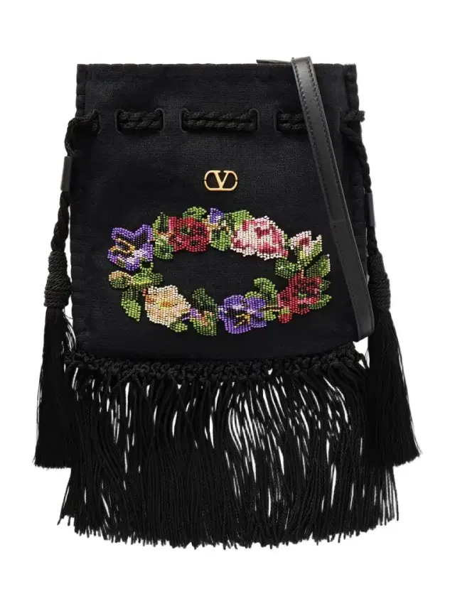 Nellcote Alice Sequin-embellished Brass Logo Drawstring Bag