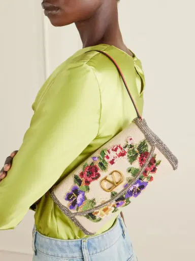 Valentino Garavani Devain Sequin-embellished Cloqué Shoulder Bag | Thumbnail 2
