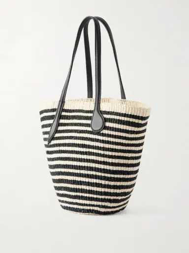 Liffner Striped Leather-trimmed Sisal Shoulder Bag | Thumbnail 4 Liffner Striped Leather-trimmed Sisal Shoulder Bag | Thumbnail 4
