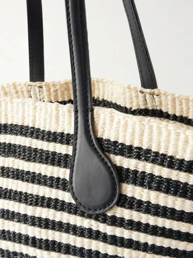 Liffner Striped Leather-trimmed Sisal Shoulder Bag | Thumbnail 5 Liffner Striped Leather-trimmed Sisal Shoulder Bag | Thumbnail 5
