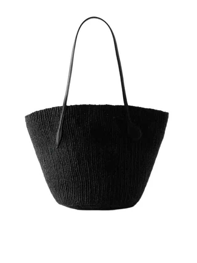 Liffner Sprout Leather-trimmed Sisal Tote Bag