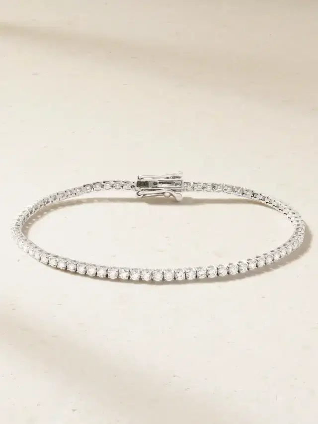 STONE AND STRAND 14-karat White Gold Diamond Tennis Bracelet