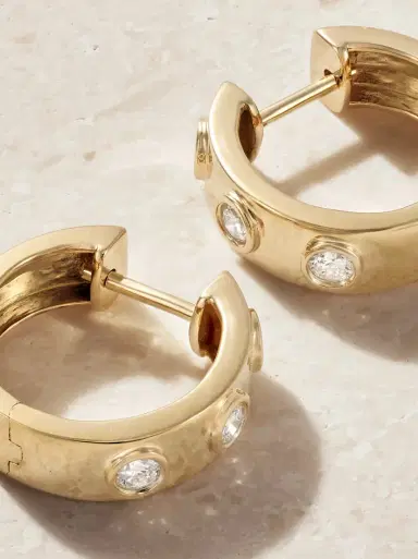 STONE AND STRAND Together Forever 14-karat Gold Diamond Hoop Earrings | Thumbnail 3 STONE AND STRAND Together Forever 14-karat Gold Diamond Hoop Earrings | Thumbnail 3