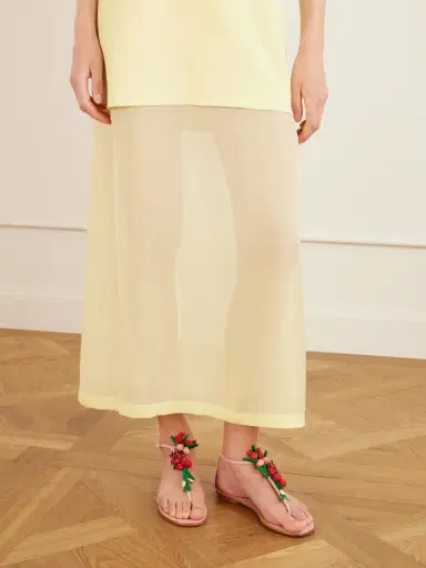 Aquazzura Botanica Embellished Leather And Raffia Thong Sandals | Thumbnail 2