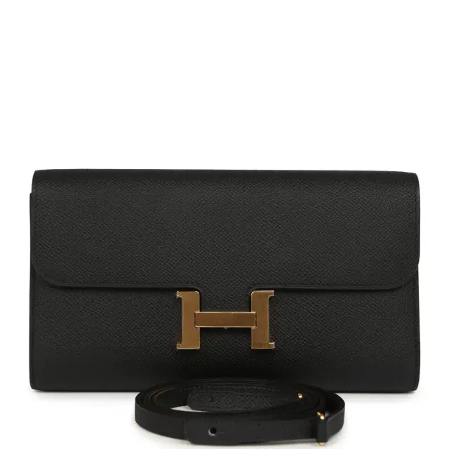 hermes Hermes Constance Wallet To Go Black Epsom Gold Hardware