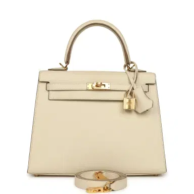 HERMÈS Hermes Kelly Sellier 25 Craie Epsom Gold Hardware | Thumbnail 1