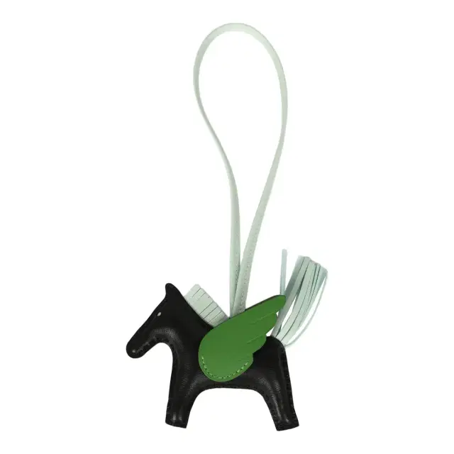 hermes Hermes Pegase Rodeo Bag Charm PM Black, Vert Peppermint and Vert Yucca Milo Lambskin