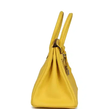 HERMÈS Pre-owned Hermes Birkin 30 Jaune de Naples Novillo Palladium Hardware | Thumbnail 3