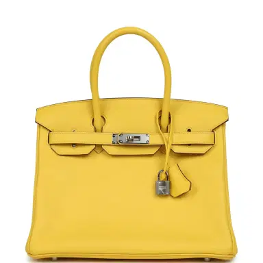HERMÈS Pre-owned Hermes Birkin 30 Jaune de Naples Novillo Palladium Hardware | Thumbnail 1