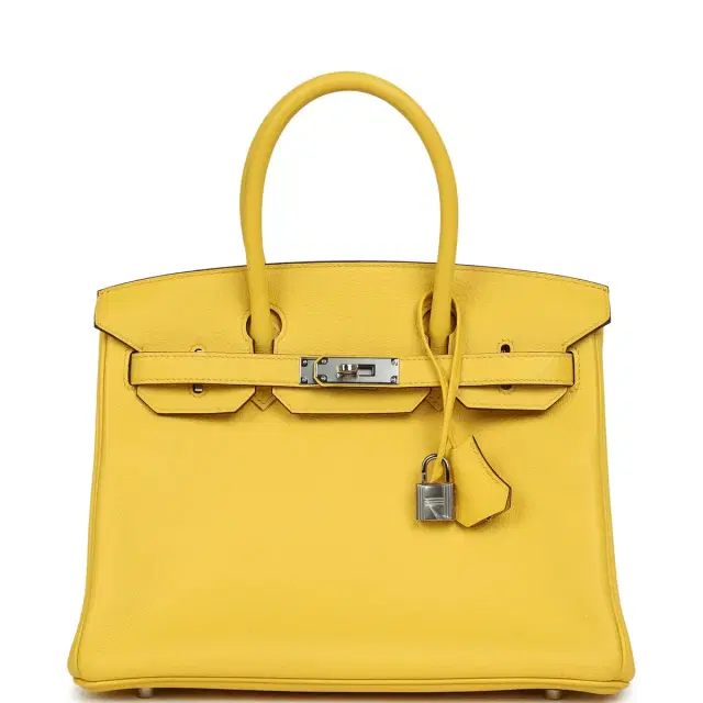 hermes Pre-owned Hermes Birkin 30 Jaune de Naples Novillo Palladium Hardware