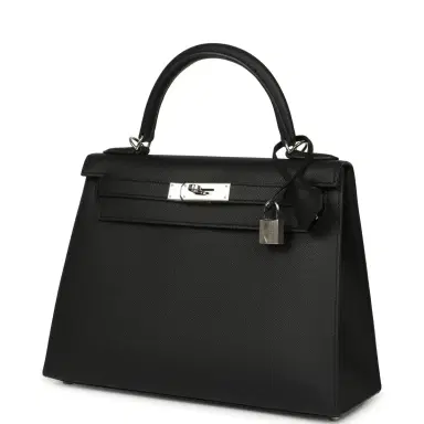 HERMÈS Pre-owned Hermes Kelly Sellier 28 Black Epsom Palladium Hardware | Thumbnail 5 HERMÈS Pre-owned Hermes Kelly Sellier 28 Black Epsom Palladium Hardware | Thumbnail 5