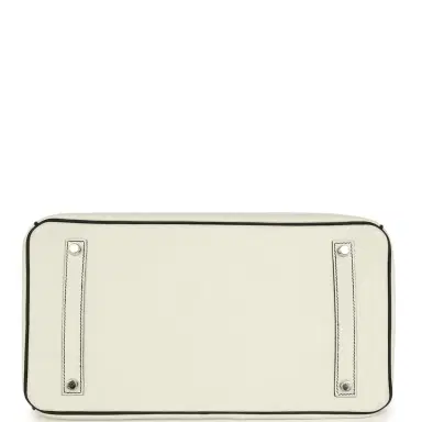 HERMÈS Pre-owned Hermes Special Order (HSS) Birkin 35 White and Black Clemence Palladium Hardware | Thumbnail 6