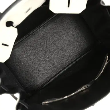 HERMÈS Pre-owned Hermes Special Order (HSS) Birkin 35 White and Black Clemence Palladium Hardware | Thumbnail 8