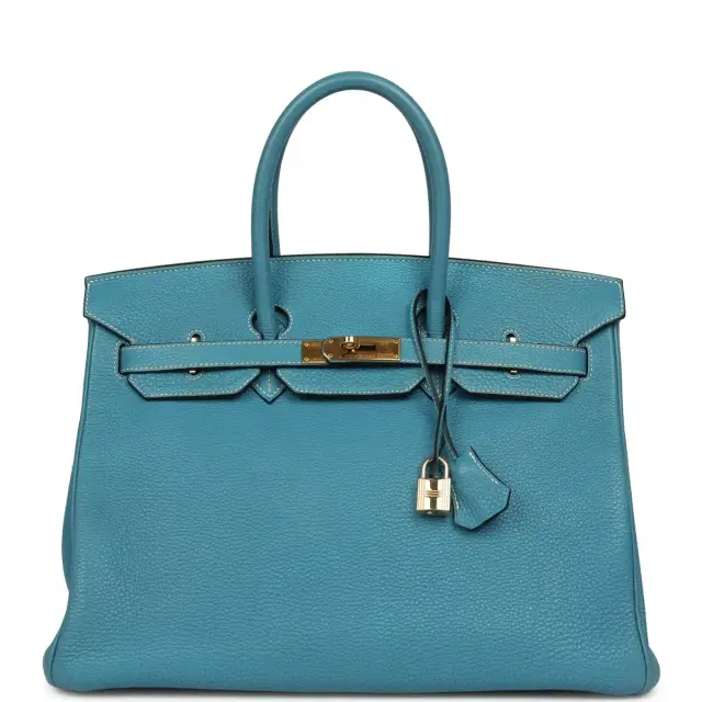 hermes Vintage Hermes Birkin 35 Blue Jean Togo Gold Hardware