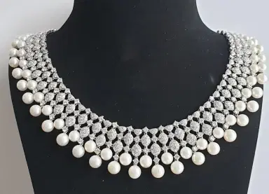 GOSHWARA Goshwara G-One 18K White Gold Diamond & Cultured Pearl Choker Necklace by The Solist | Thumbnail 2