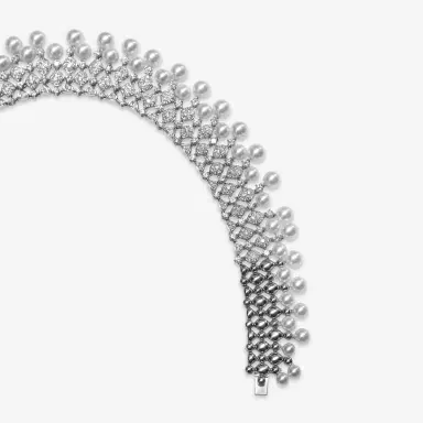 GOSHWARA Goshwara G-One 18K White Gold Diamond & Cultured Pearl Choker Necklace by The Solist | Thumbnail 5