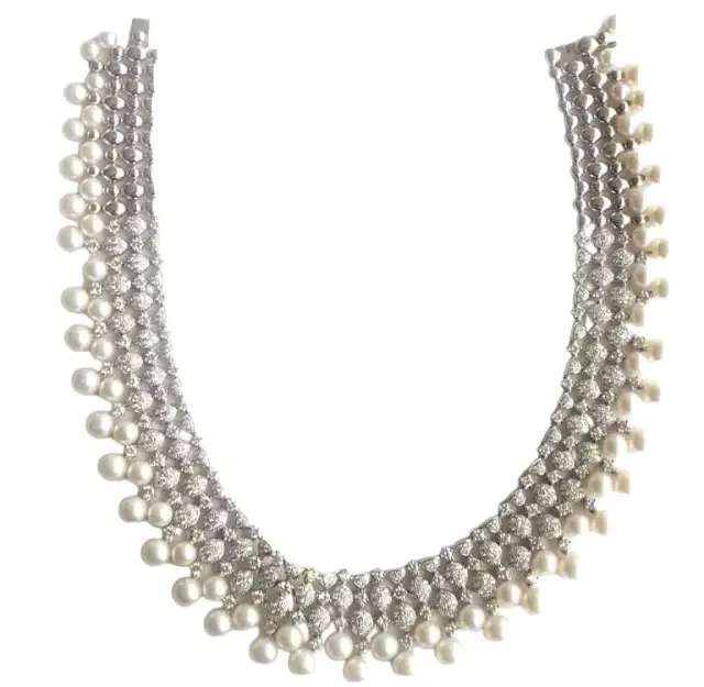 Goshwara G-One 18K White Gold Diamond & Cultured Pearl Choker Necklace by The Solist