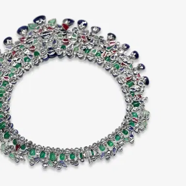 GOSHWARA Goshwara G-One 18K White Gold Diamond & Precious Stones Choker Necklace by The Solist | Thumbnail 4 GOSHWARA Goshwara G-One 18K White Gold Diamond & Precious Stones Choker Necklace by The Solist | Thumbnail 4