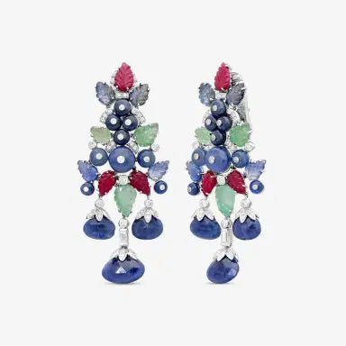 GOSHWARA Goshwara G-One 18K White Gold Diamond & Previous Stones Drop Earrings by The Solist | Thumbnail 2 GOSHWARA Goshwara G-One 18K White Gold Diamond & Previous Stones Drop Earrings by The Solist | Thumbnail 2