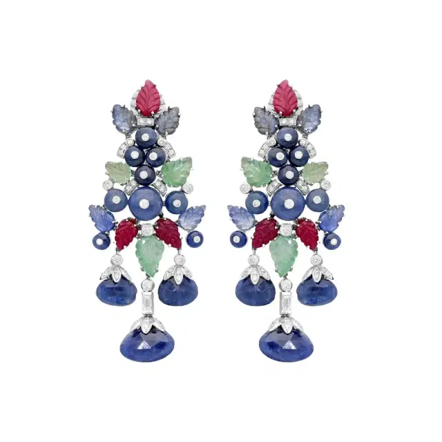 Goshwara G-One 18K White Gold Diamond & Previous Stones Drop Earrings by The Solist
