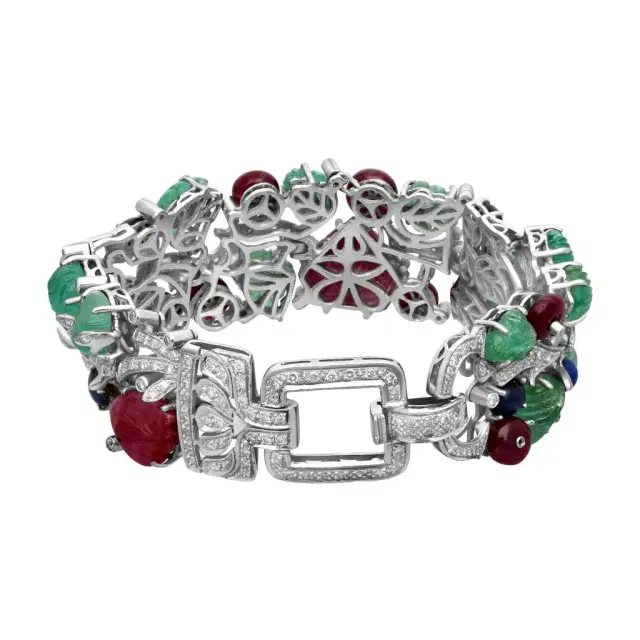 Goshwara G-One 18K White Gold Diamond & Previous Stones Statement Bracelet by The Solist