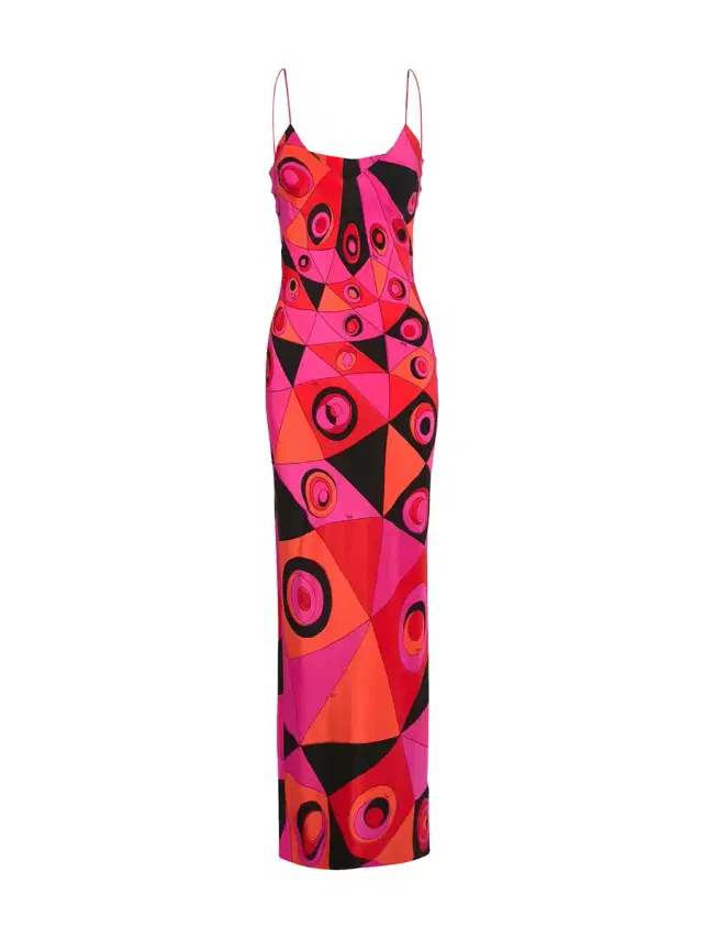 Occhi-Print Silk Slip Dress