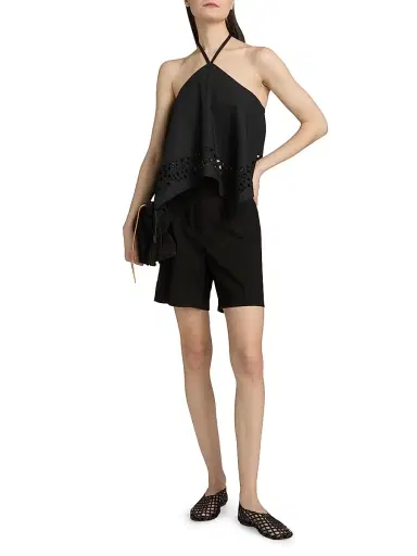 A.L.C. Women's Aleia Eyelet-Trimmed Cotton Halterneck Top - Black - Size XL | Thumbnail 2 A.L.C. Women's Aleia Eyelet-Trimmed Cotton Halterneck Top - Black - Size XL | Thumbnail 2