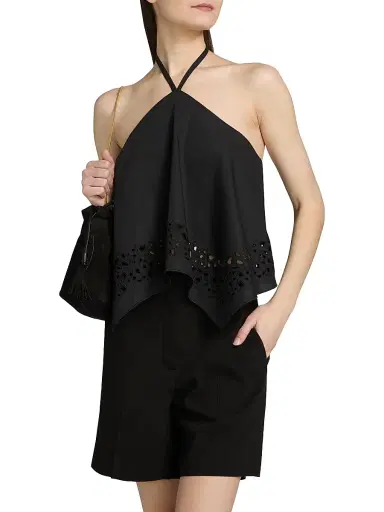 A.L.C. Women's Aleia Eyelet-Trimmed Cotton Halterneck Top - Black - Size XL | Thumbnail 3 A.L.C. Women's Aleia Eyelet-Trimmed Cotton Halterneck Top - Black - Size XL | Thumbnail 3