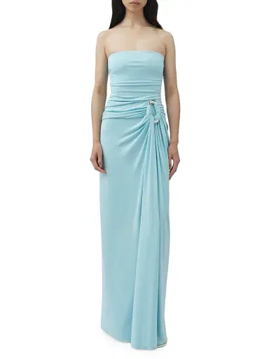 SIMKHAI Women's Emma Ruched Bustier Gown - Pool | Thumbnail 2