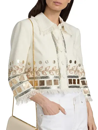 Cinq à Sept Women's Nadia Embellished Cotton Jacket | Thumbnail 6 Cinq à Sept Women's Nadia Embellished Cotton Jacket | Thumbnail 6