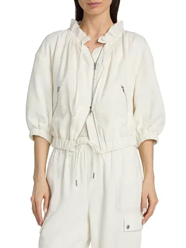 Cinq à Sept Women's Kaylie Linen-Cotton Zip-Front Crop Jacket | Thumbnail 3 Cinq à Sept Women's Kaylie Linen-Cotton Zip-Front Crop Jacket | Thumbnail 3