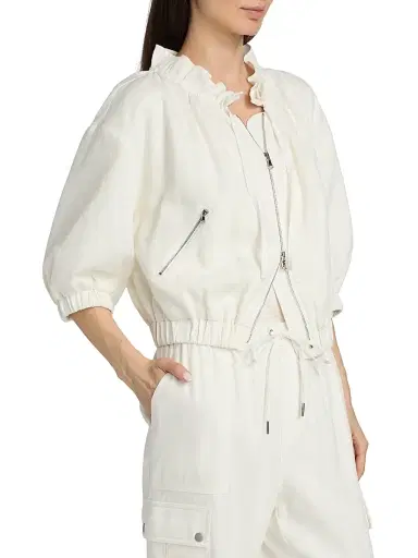 Cinq à Sept Women's Kaylie Linen-Cotton Zip-Front Crop Jacket | Thumbnail 4 Cinq à Sept Women's Kaylie Linen-Cotton Zip-Front Crop Jacket | Thumbnail 4