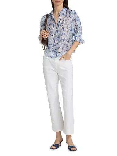 Cinq à Sept Women's Heirloom Petals Fiona Shirt - Navy Multi | Thumbnail 2