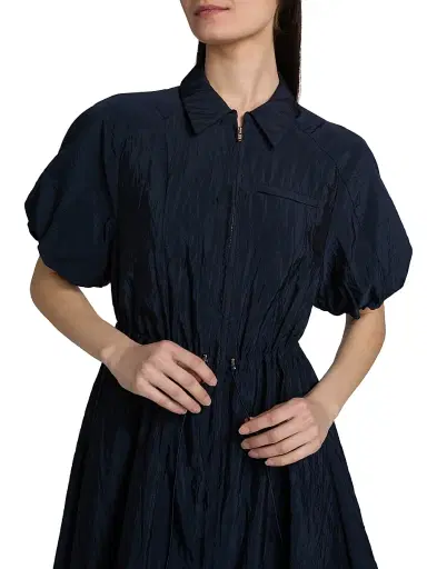 Cinq à Sept Women's Macauly Puff-Sleeve Mini-Shirtdress - Navy | Thumbnail 6