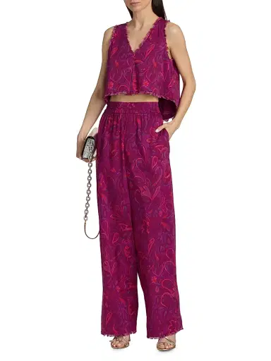 Cinq à Sept Women's Ibbie Paisley Bloom Raw-Edge Top - Purple Garnet Multi | Thumbnail 2