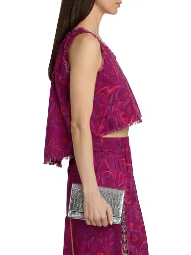 Cinq à Sept Women's Ibbie Paisley Bloom Raw-Edge Top - Purple Garnet Multi | Thumbnail 4