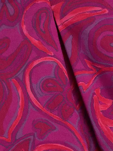 Cinq à Sept Women's Ibbie Paisley Bloom Raw-Edge Top - Purple Garnet Multi | Thumbnail 7