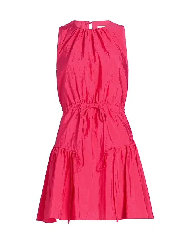 Cinq à Sept Women's Leyla Taffeta Drawstring Tiered Sleeveless Minidress - Azalea