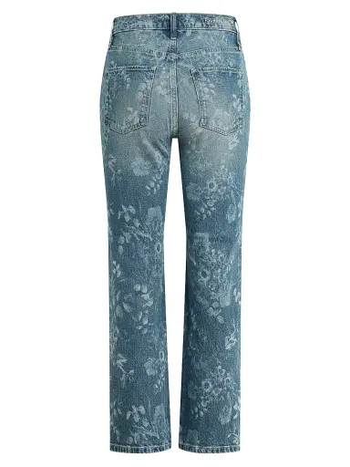 Favorite Daughter Women's The Valentina Floral High-Rise Straight-Leg Jeans - Hilo - Size 32 | Thumbnail 3 Favorite Daughter Women's The Valentina Floral High-Rise Straight-Leg Jeans - Hilo - Size 32 | Thumbnail 3