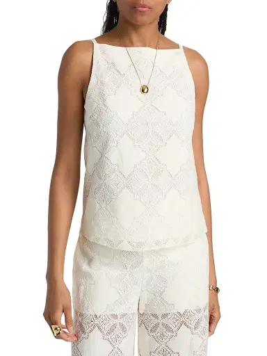Misa Los Angeles Women's Prisha Jacquard Boxy Sleeveless Top - Floral Medallion - Size Large | Thumbnail 3 Misa Los Angeles Women's Prisha Jacquard Boxy Sleeveless Top - Floral Medallion - Size Large | Thumbnail 3