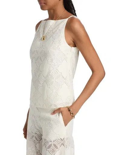 Misa Los Angeles Women's Prisha Jacquard Boxy Sleeveless Top - Floral Medallion - Size Large | Thumbnail 4 Misa Los Angeles Women's Prisha Jacquard Boxy Sleeveless Top - Floral Medallion - Size Large | Thumbnail 4