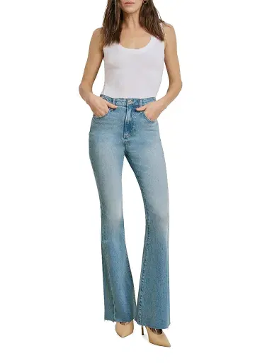 Favorite Daughter Women's The Valentina Stretch-Cotton Flared-Leg High-Rise Jeans - Tulum - Size 32 | Thumbnail 2