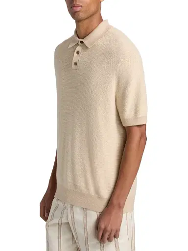 Vince Men's Colorblocked Feed-Stripe Cotton-Cashmere Polo Shirt | Thumbnail 4 Vince Men's Colorblocked Feed-Stripe Cotton-Cashmere Polo Shirt | Thumbnail 4